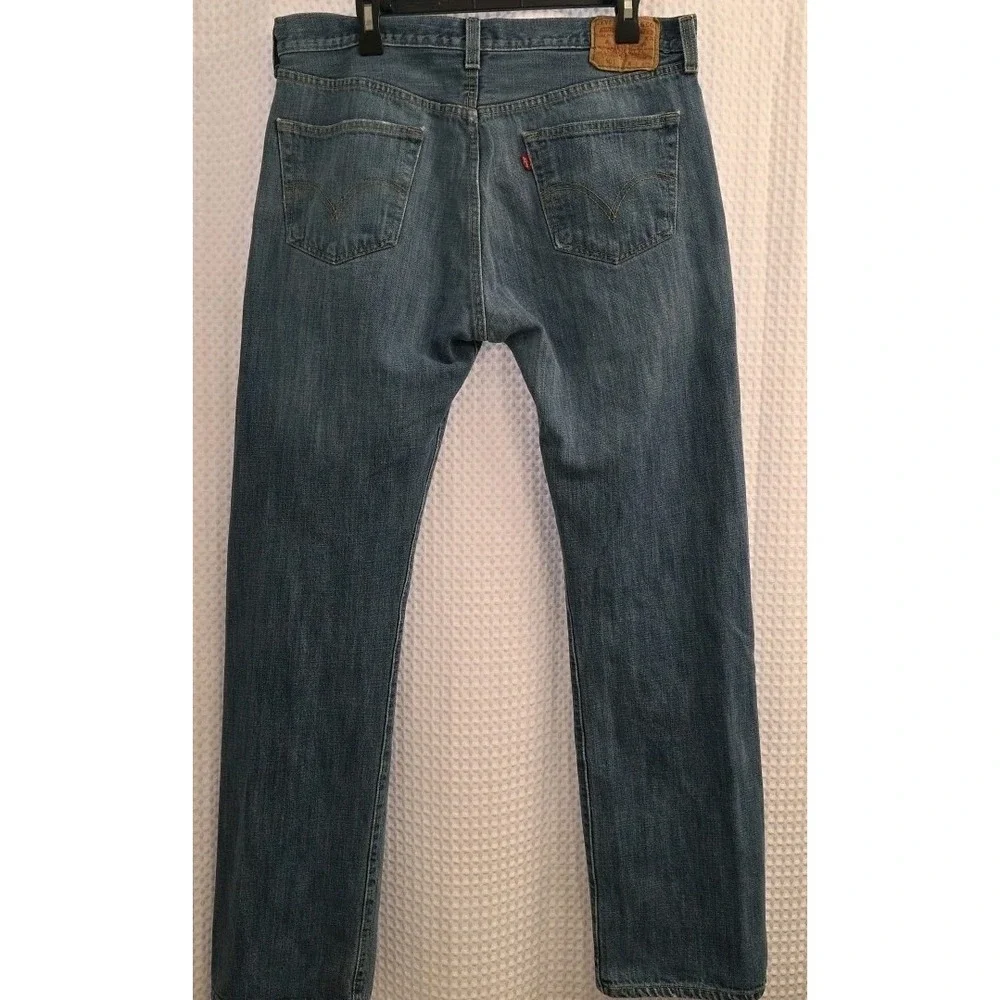 Levis 501‎ Jeans Mens 36x34 Mid Rise Straight Leg Button Medium Wash Denim Blue